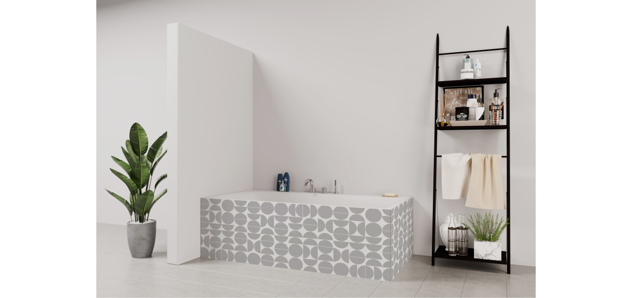 Tablier de bain : Rosace année 70 gris