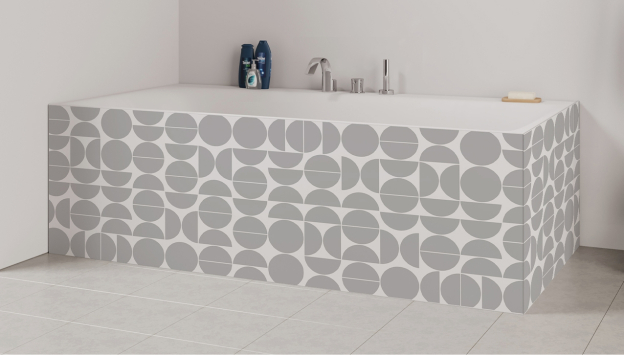 Tablier de bain : Rosace année 70 gris