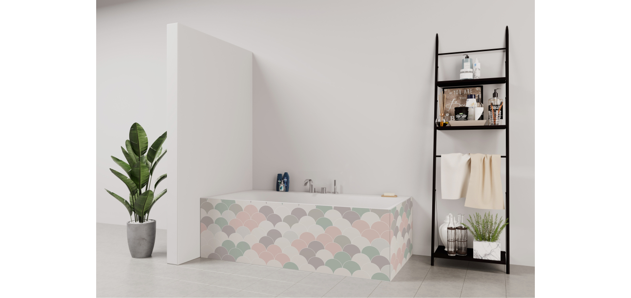 Tablier de bain : Tuiles graphiques