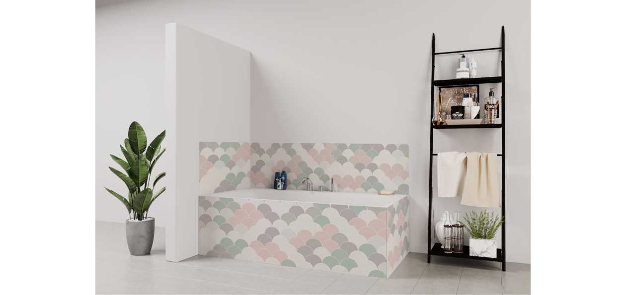 Tablier de bain : Tuiles graphiques