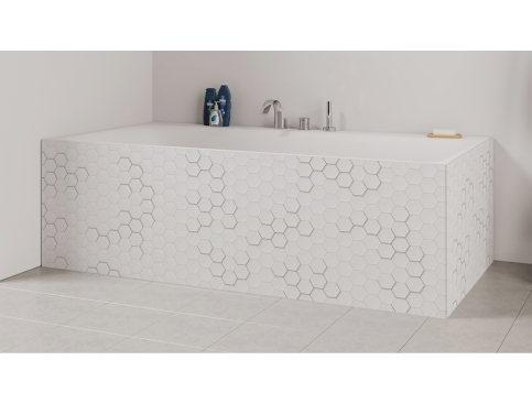 Tablier de bain : Carrelage hexagone blanc