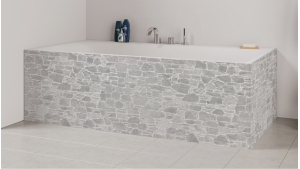 Tablier de bain : Mur pierre claire