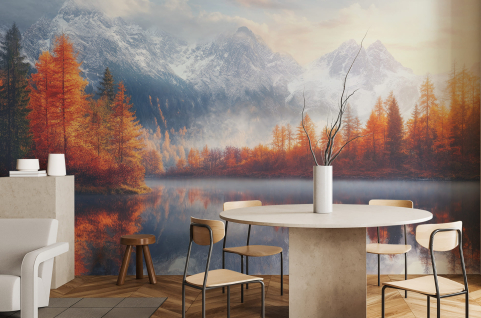 Papier peint : Lac, brume...