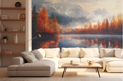 Papier peint : Lac, brume...