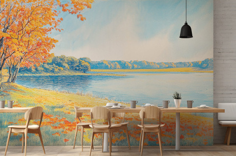 Papier peint : Lac, arbre...