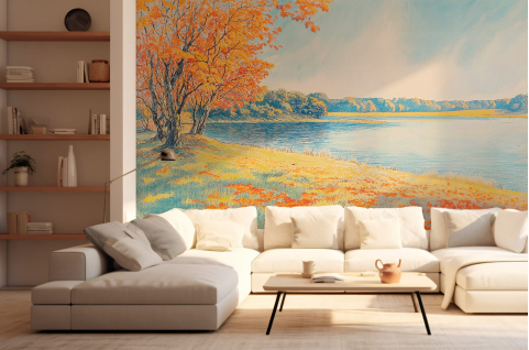 Papier peint : Lac, arbre...