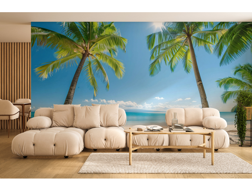 Papier peint : Plage et palmiers 2