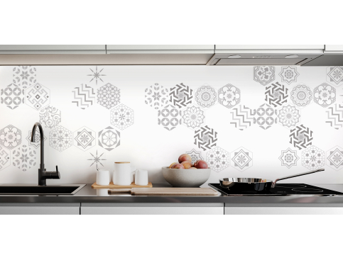 Crédence : Carreaux Ciment Hexagonal