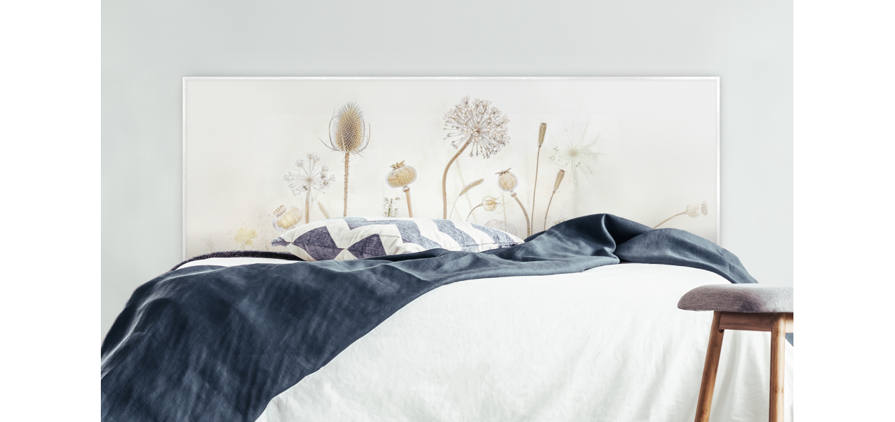 Tête de lit : Fleurs et...