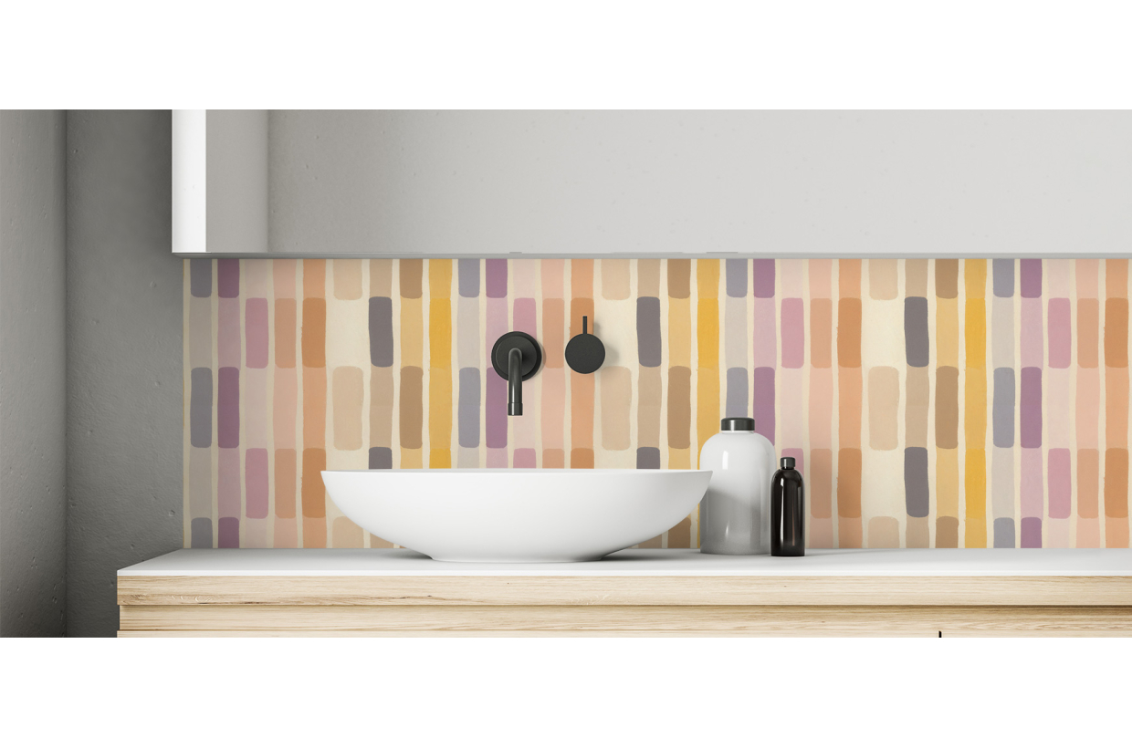 Crédence salle de bain Bandes ethniques et colorées, carrelage salle de ...
