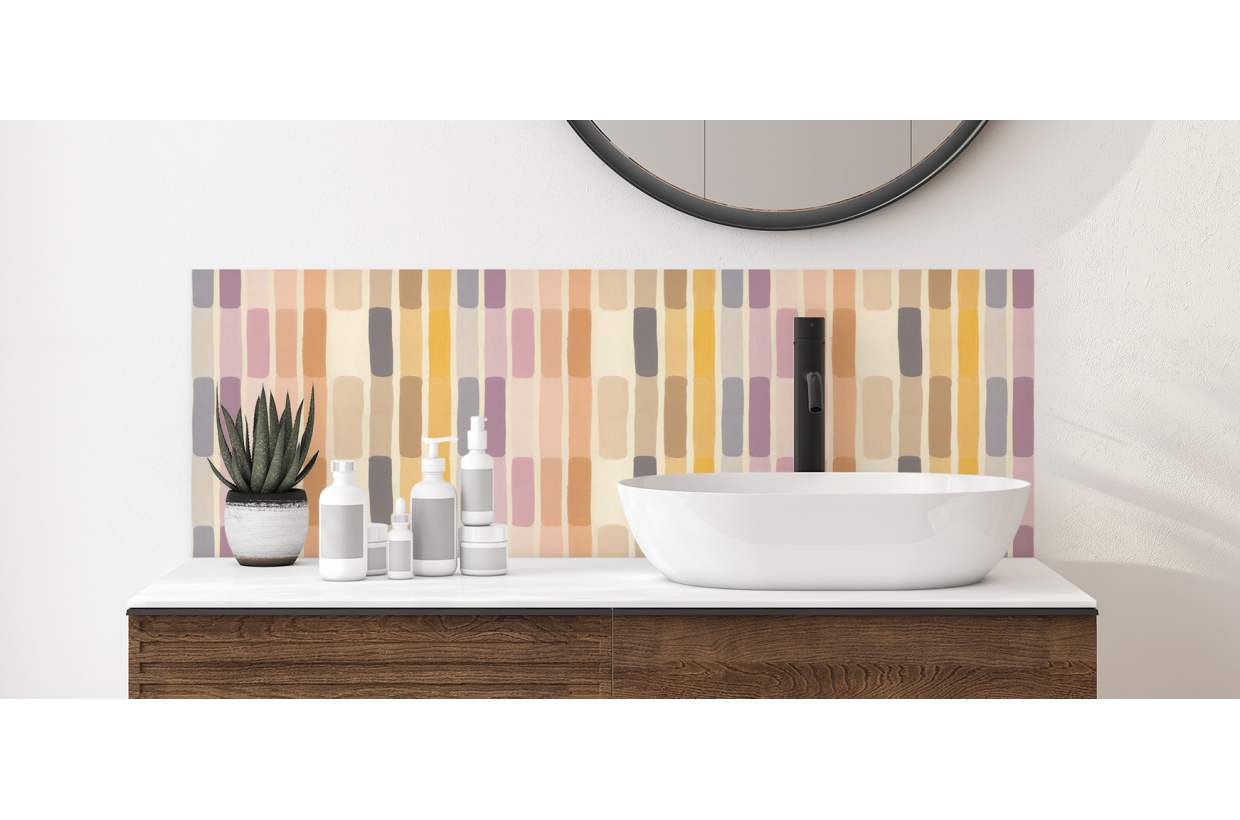Crédence salle de bain Bandes ethniques et colorées, carrelage salle de ...