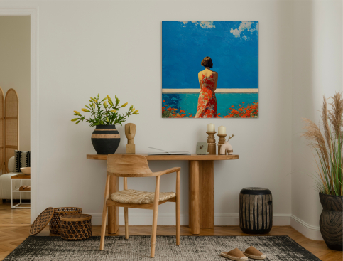 Tableau : Devant l’infini bleu