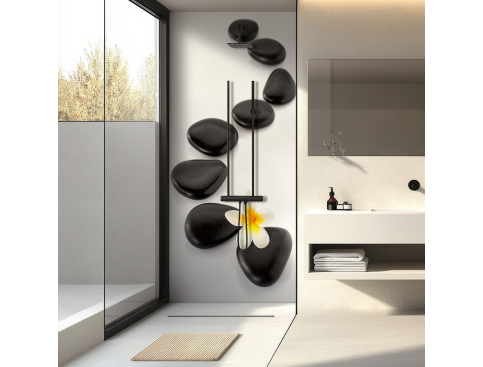 Panneau de douche : Composition zen et fleur