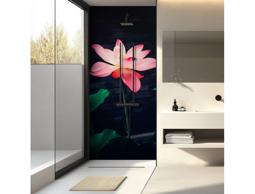 Panneau de douche : Lotus rose
