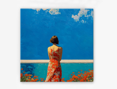Tableau: Devant L'infini Bleu