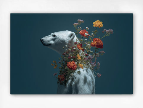 Tableau : L'ours Et Les Fleurs