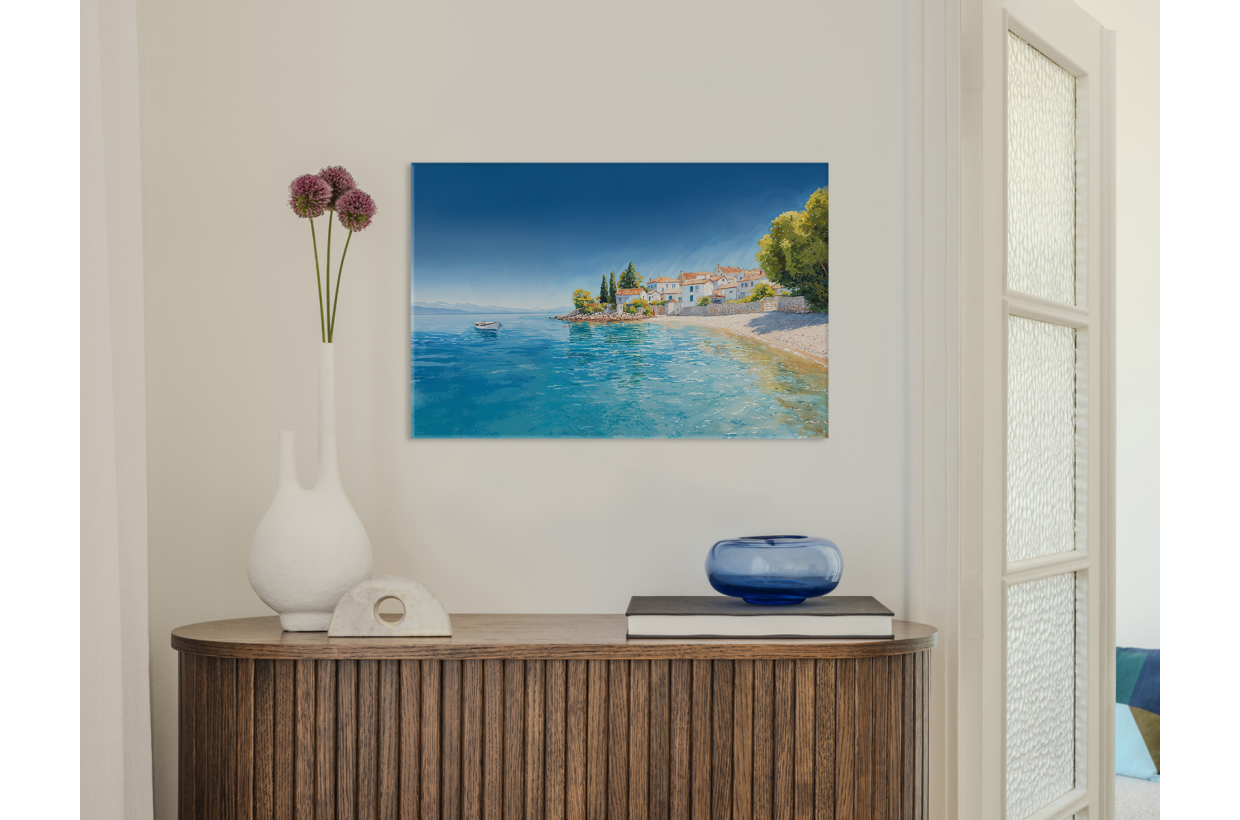 Tableau Décoratif – Paysage De Marais Et Barques – Style Marin, Bois