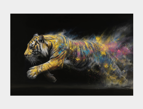 Tableau : Tigre En Flammes 1