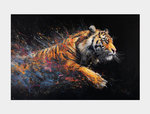 Tableau : Tigre En Flammes 2