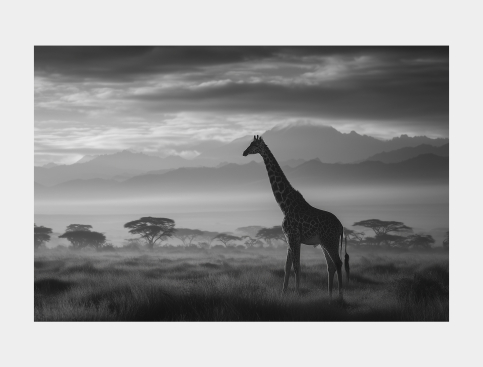 Tableau : Savane Et Girafe 1