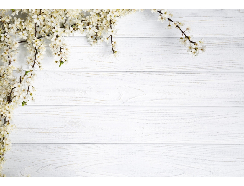 Fleurs sur bois blanc