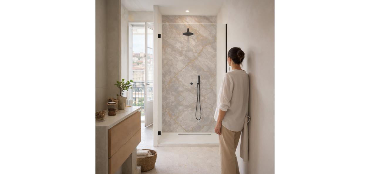 Panneau de douche :  Marbre...