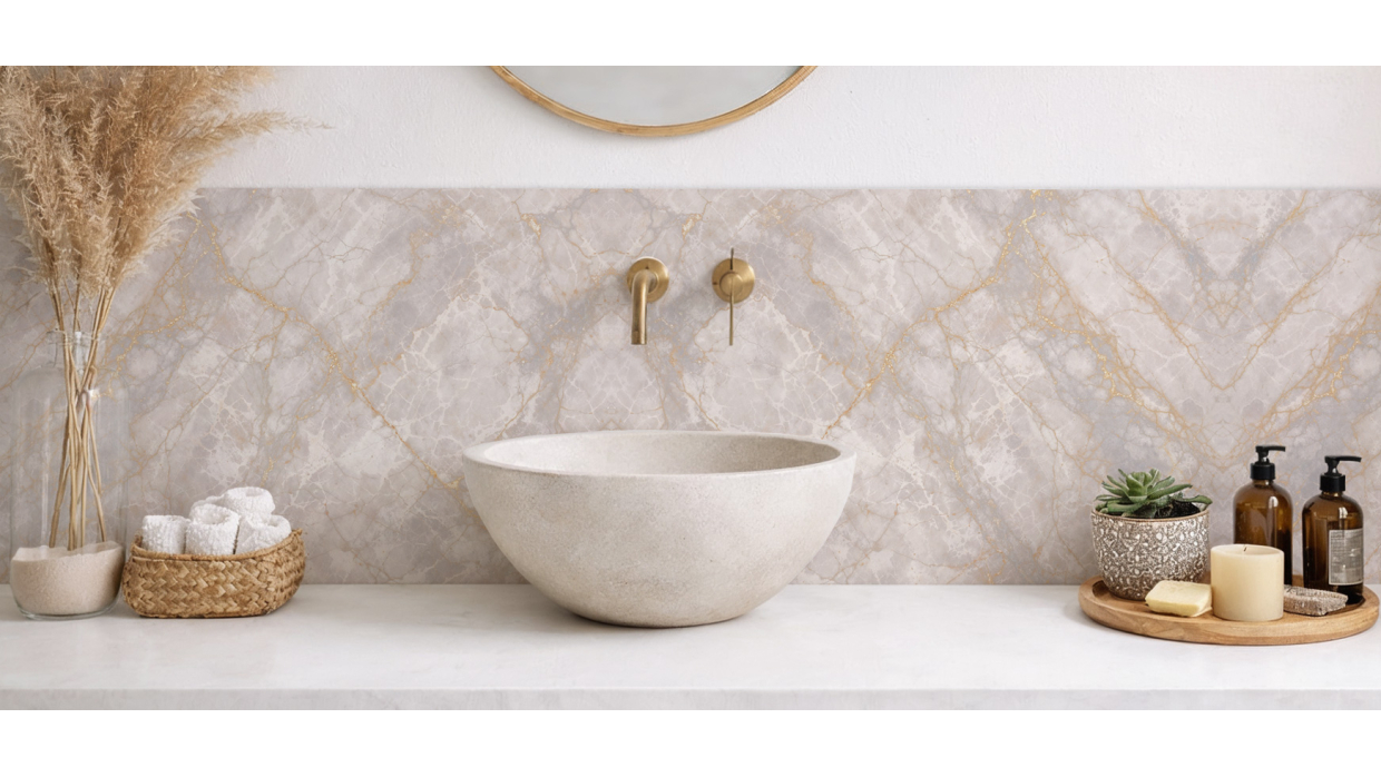 Bordure Mosaïque En Galets De Rivière – Beige Clair, Style Méditerranéen, Mat