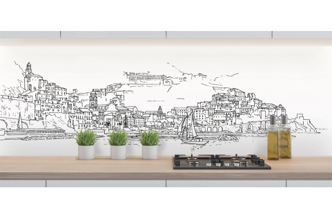 Crédence : Dessin Italie cinque terre 1