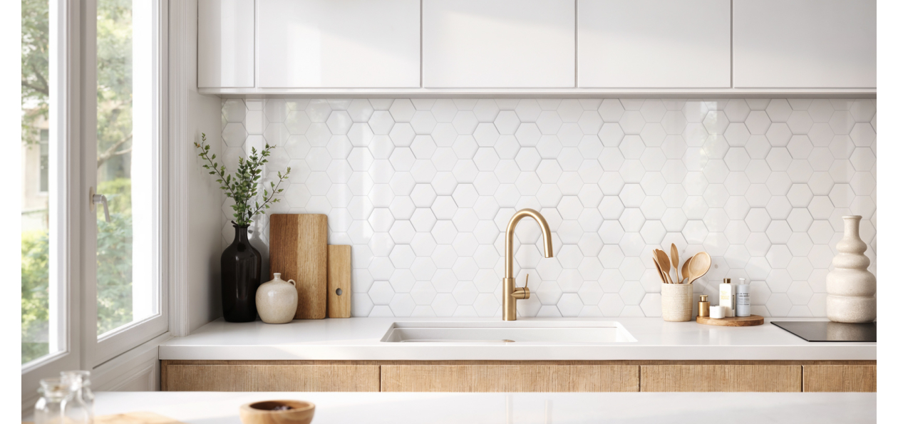 Crédence : Hexagone blanc