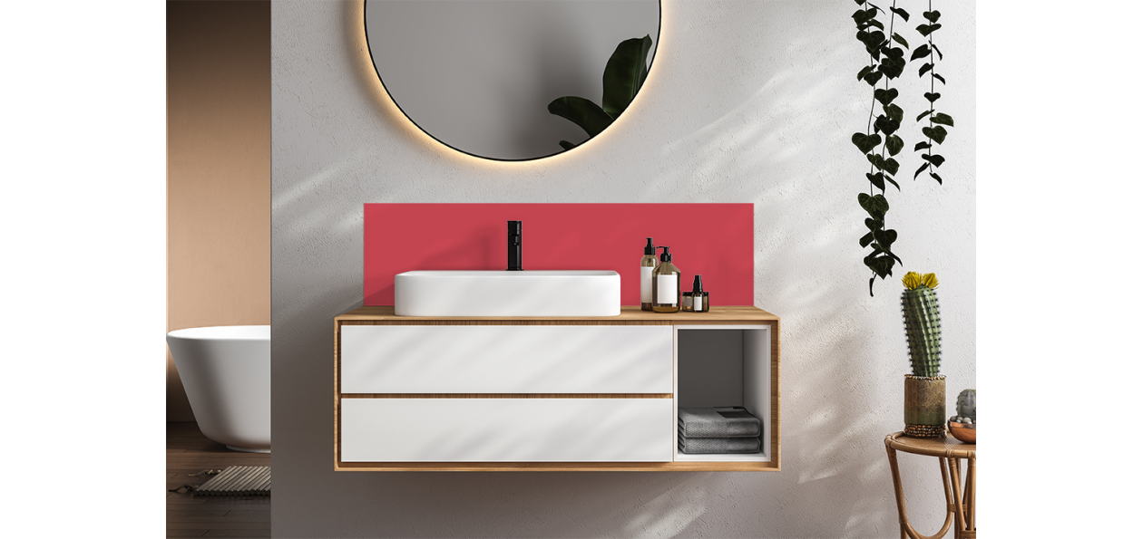 Crédence salle de bain : Rosé RAL 3017