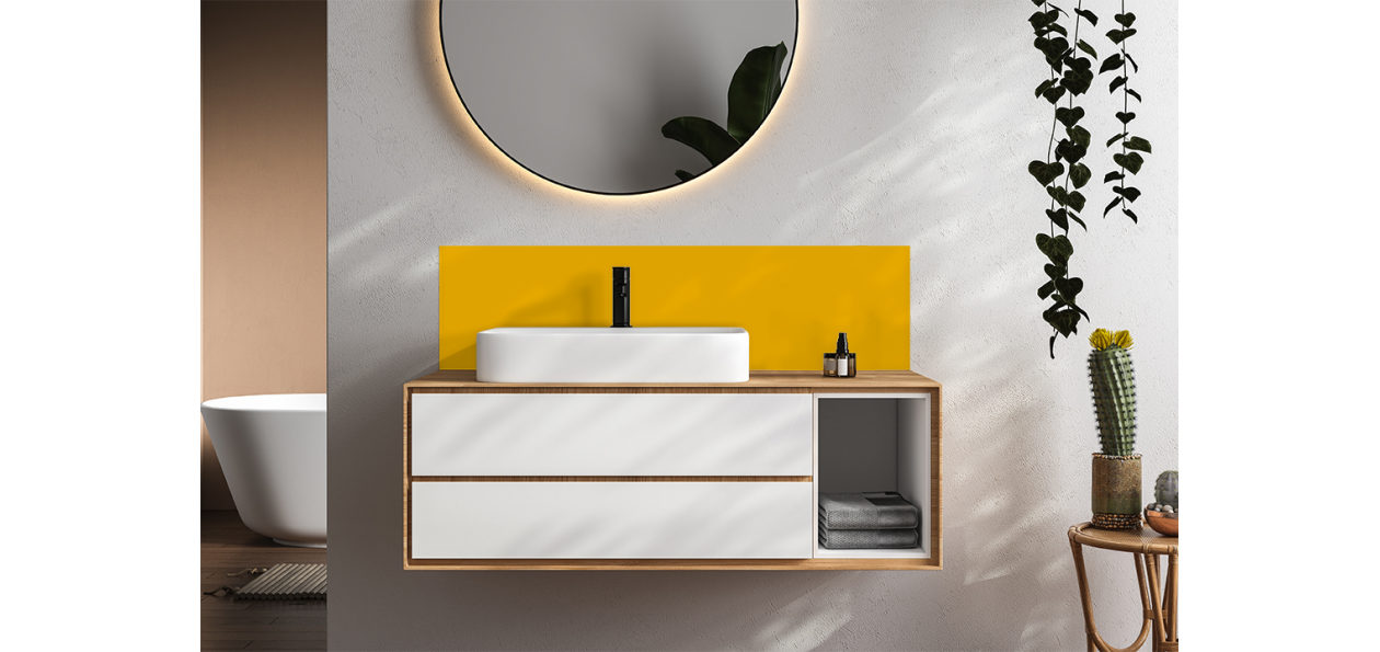 Crédence salle de bain Jaune signalisation RAL 1023