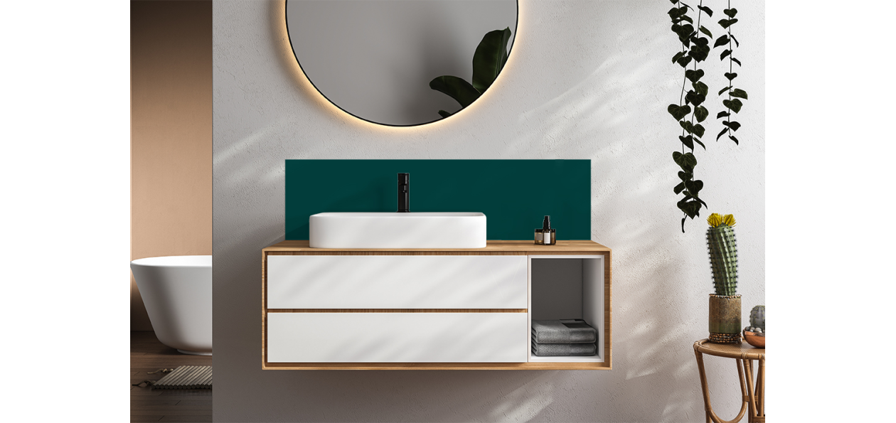 Crédence salle de bain : Vert bleu RAL 6004