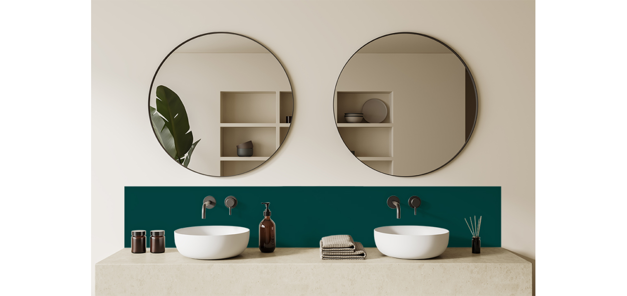 Crédence salle de bain : Vert bleu RAL 6004