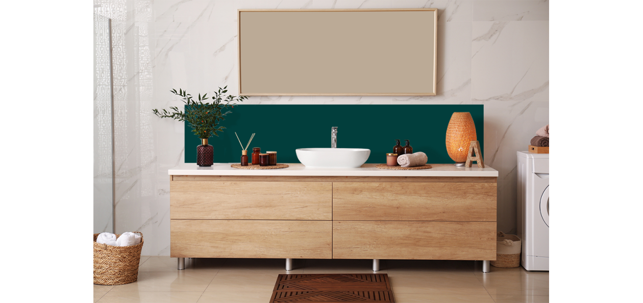 Crédence salle de bain : Vert bleu RAL 6004