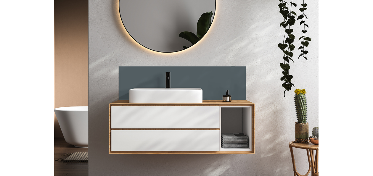 Crédence salle de bain Gris bleu RAL 7031