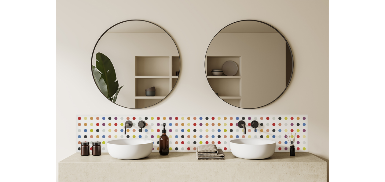 Crédence salle de bain : Ronds colorés