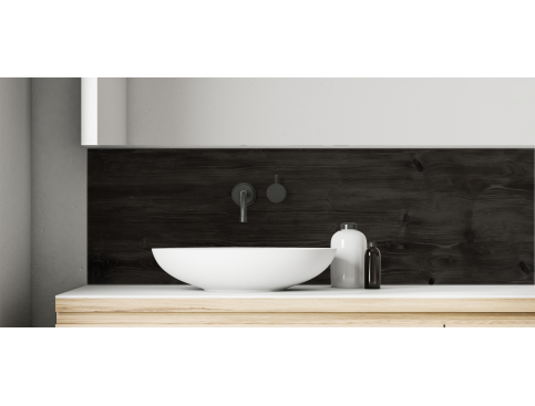 Crédence salle de bain : Bois foncé