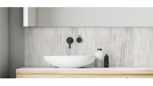 Crédence salle de bain : Bois peint en blanc 2
