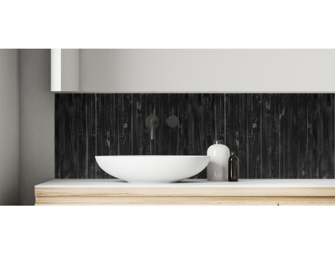 Crédence salle de bain : Bois peint en noir