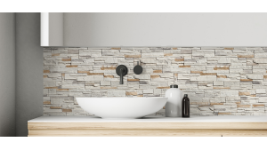 Crédence salle de bain : Mur pierre douce