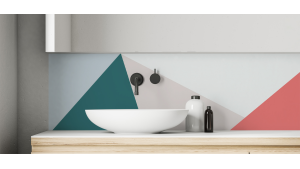 Crédence salle de bain : Diagonales et couleurs 2
