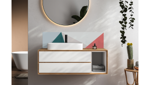 Crédence salle de bain : Diagonales et couleurs 2
