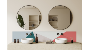 Crédence salle de bain : Diagonales et couleurs 2