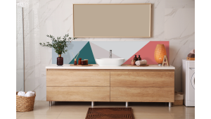 Crédence salle de bain : Diagonales et couleurs 2