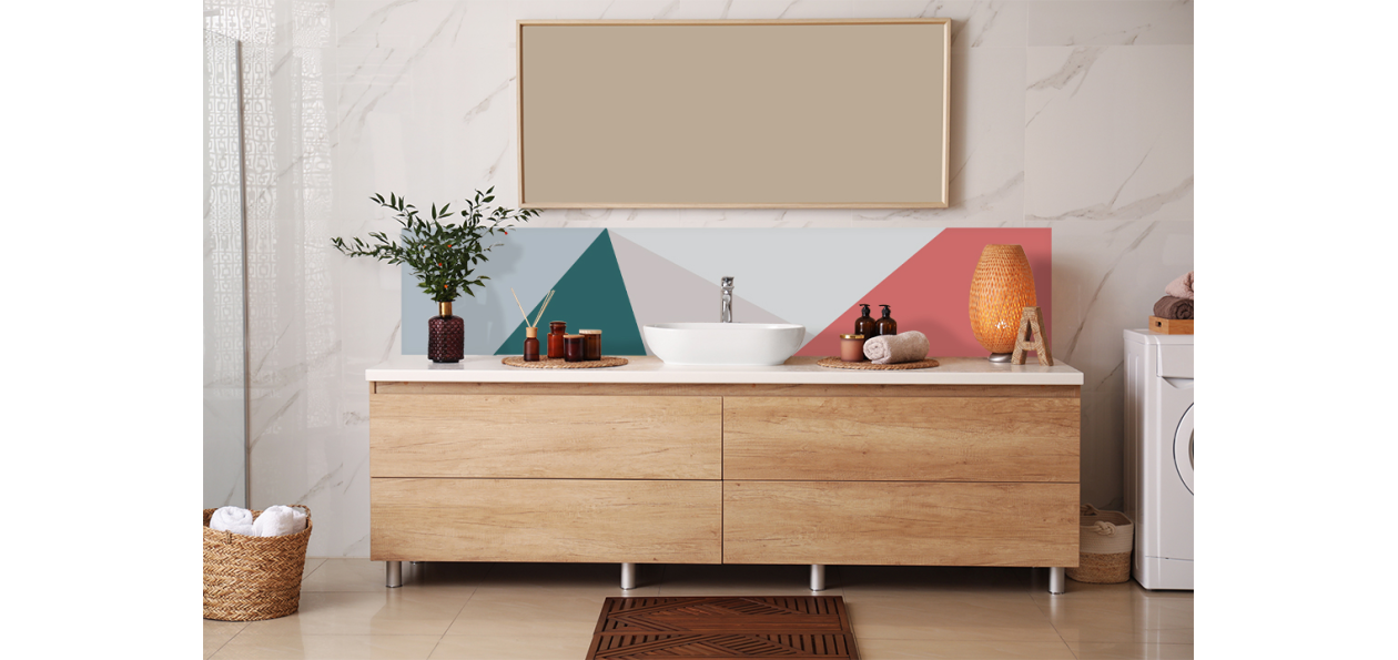 Crédence salle de bain : Diagonales et couleurs 2