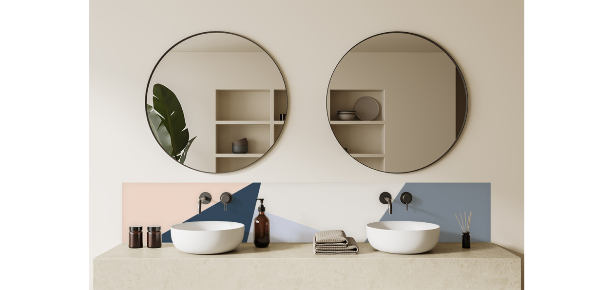 Crédence salle de bain : Diagonales et couleurs 3
