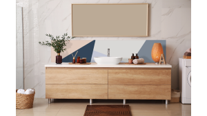Crédence salle de bain : Diagonales et couleurs 3
