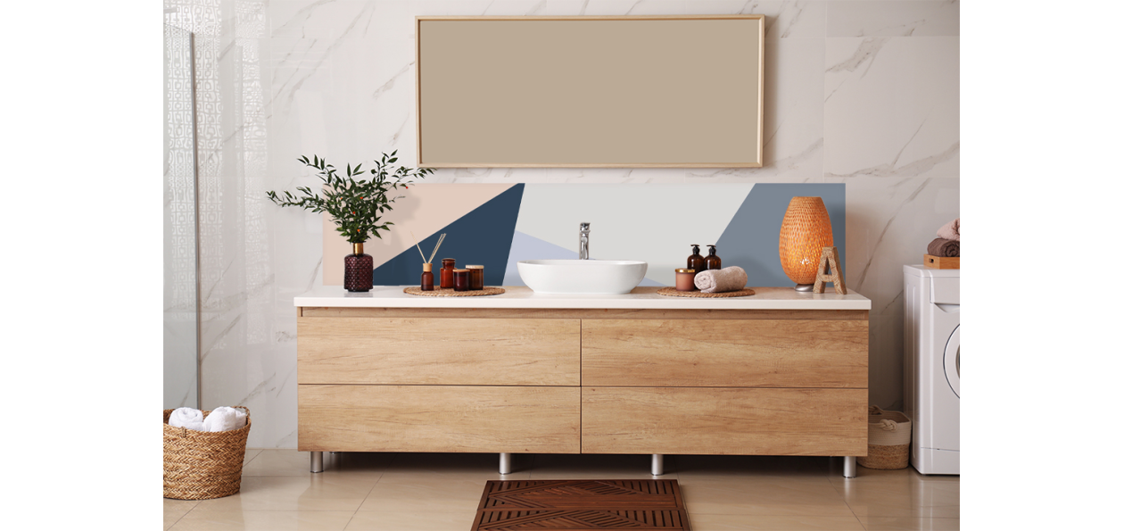 Crédence salle de bain : Diagonales et couleurs 3
