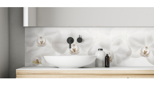 Crédence salle de bain : Orchidées blanches