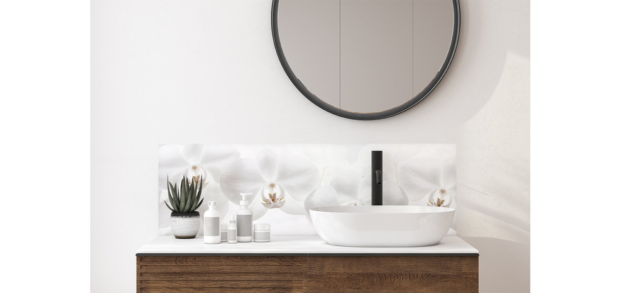 Crédence salle de bain : Orchidées blanches